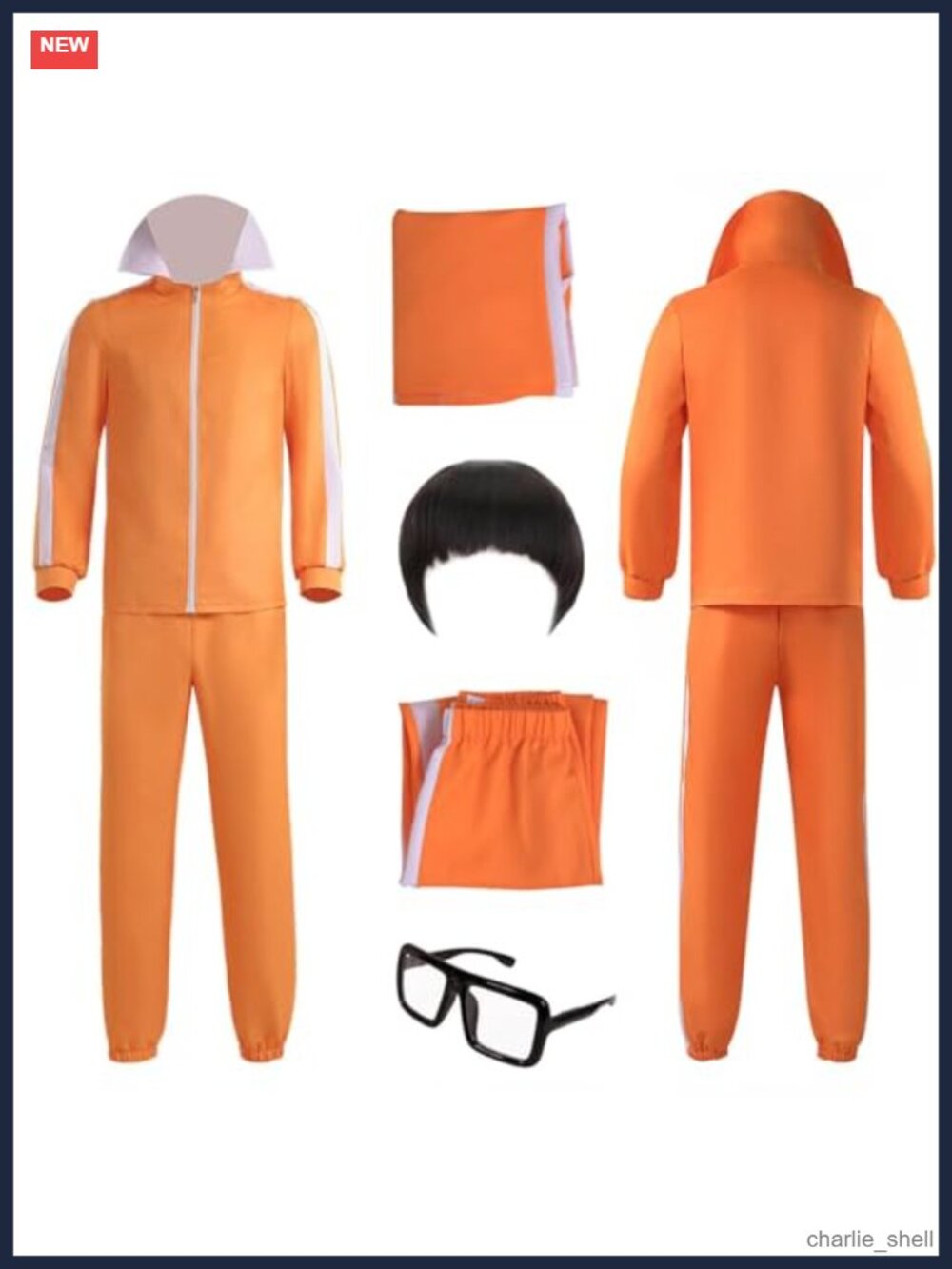 Men's Orange Tracksuit Set Zip Jacket Pants Cosplay Costume Sportswear